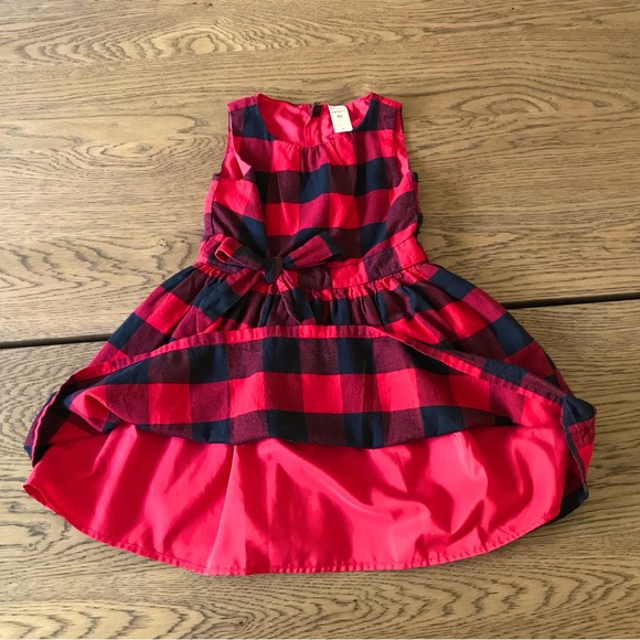 Red and Black Flannel Tartan Dress - 4T - Picture 2 of 4